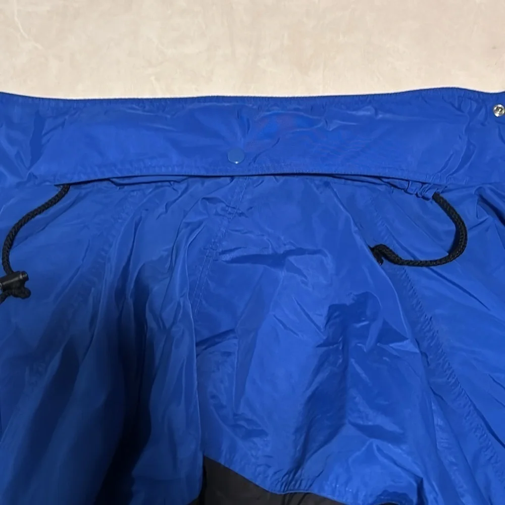 Vintage Turning Point Men's Blue and Black Windbreaker Jacket